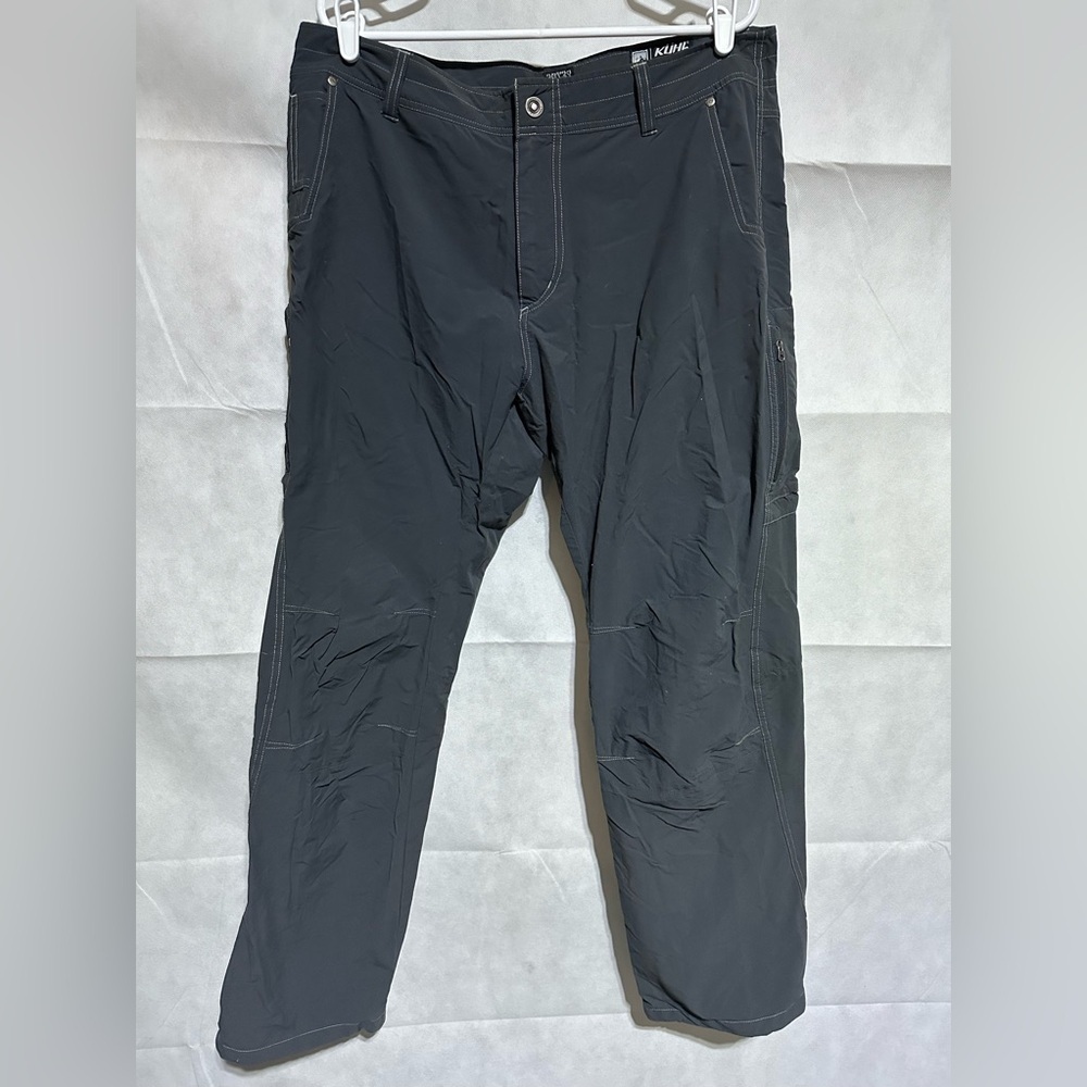 KUHL Pants Men’s 38x32 Gray Outdoors Hiking Casual Nylon  Stretch Pockets Logo